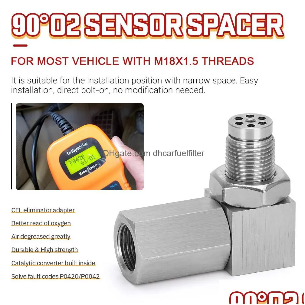 universal oxygen sensor extender 90 degree 02 bung extension catalytic converter o2 oxygen sensor spacer pqy-ose02