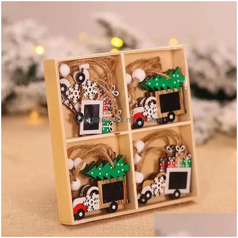 christmas decorative products cartoon wooden small hangers christmas decorations tree hangers gift pack
