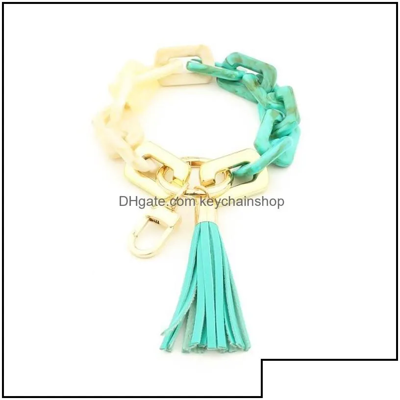 key rings jewelry  keychains fashion women accessories wristlet bangle bracelets acrylic link chain leather tasse dhkry