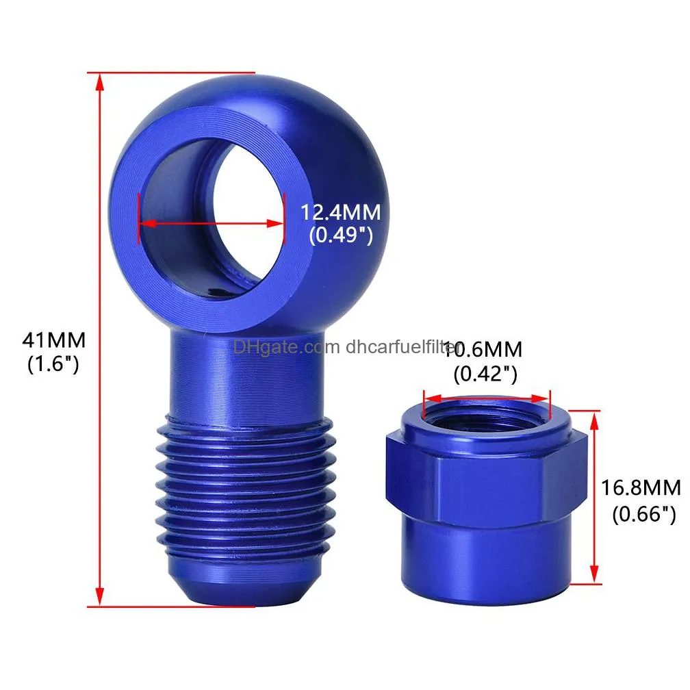 aluminum blue 044 fuel pump an6 to 12.5mm outlet banjo adapter fitting add cap pqy-fk045bladdfk047