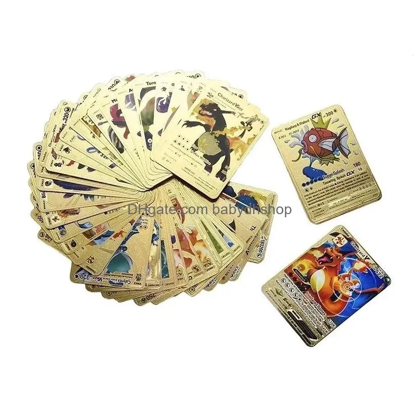 55pcs gold foil cards card game entertainment collection board game battle elf english manufacturer wholesale