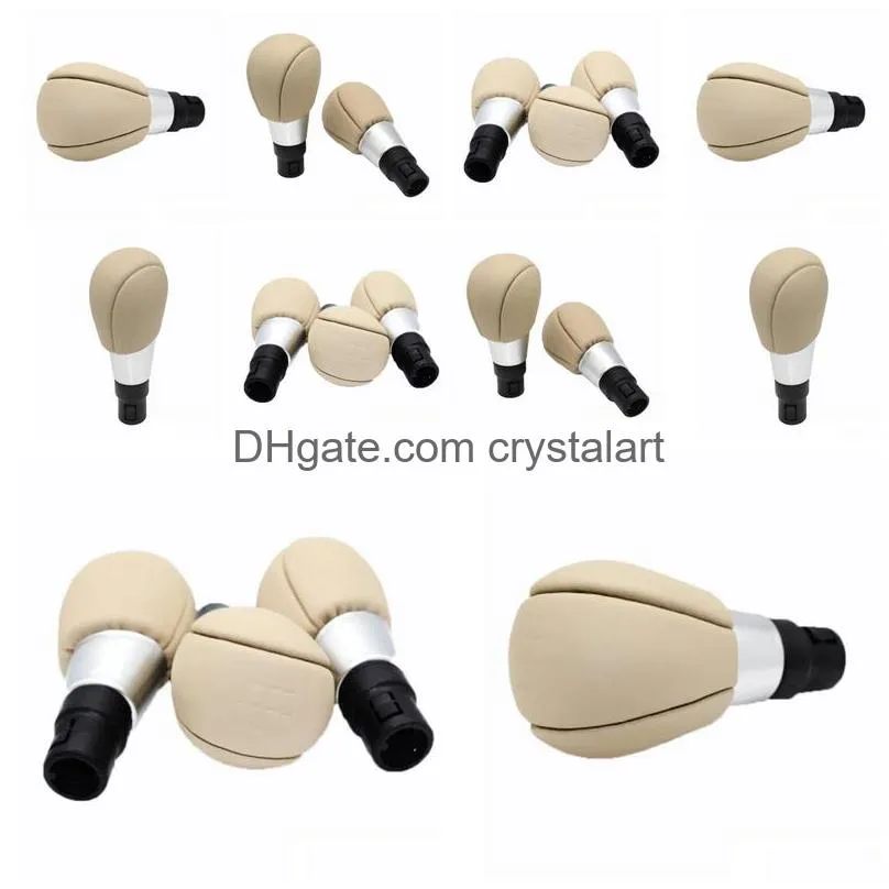 Beige Leather Manual Gear Shift Knob For Voo S60 V60 S80 V70 Xc70 Xc60 Lever Shifter Handball Head Pen