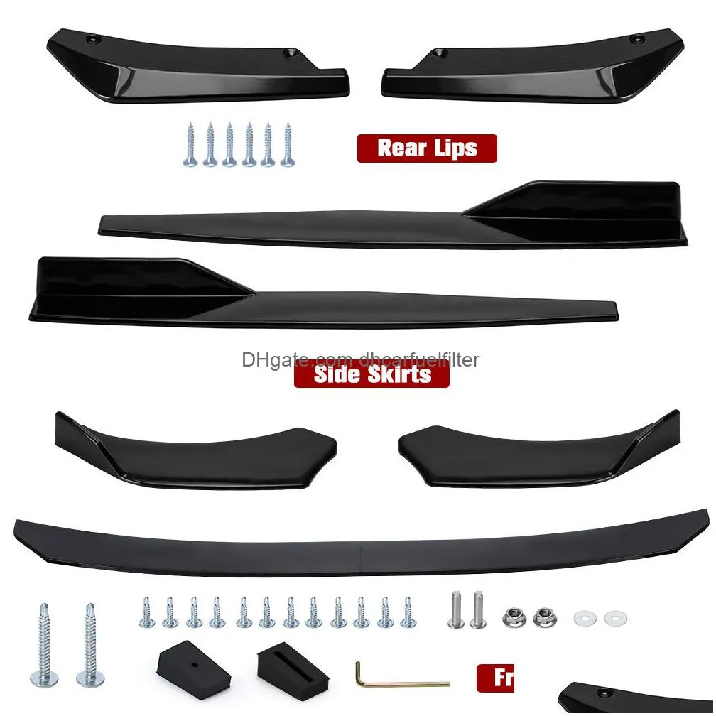 universal car front rear bumper lip spoiler diffuser body with side skirt splitter for honda for civic sedan 4dr 2016 2017 2018