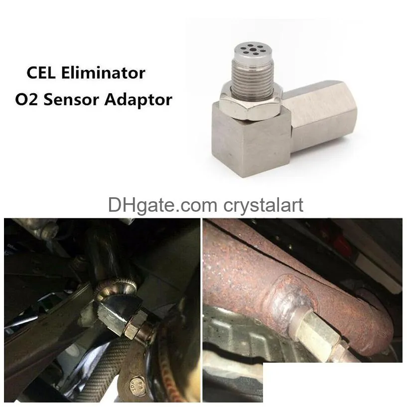 Mini Catalytic Converter 90 Degree Exhaust Pipe O2 Sensor Spacer Adapter Extension Stainless Check Engine Light Cel Connector