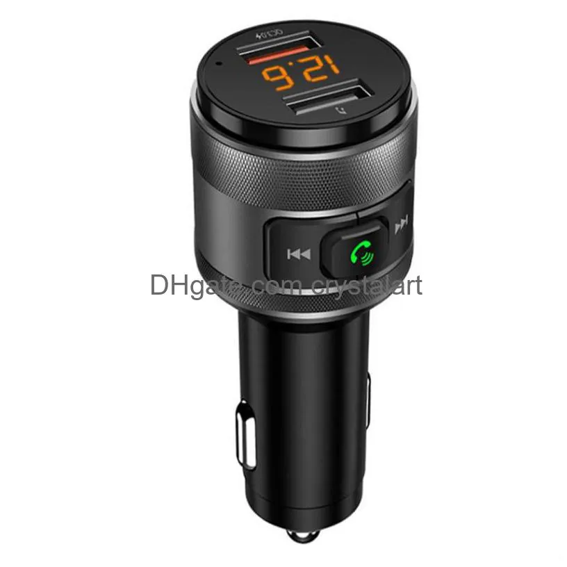 Jajabor Bluetooth 5.0 Car Kit Hands Fm Transmitter Music Mp3 Player Dual Usb Qc3.0 Quick Charge Support U Disk Playback C57