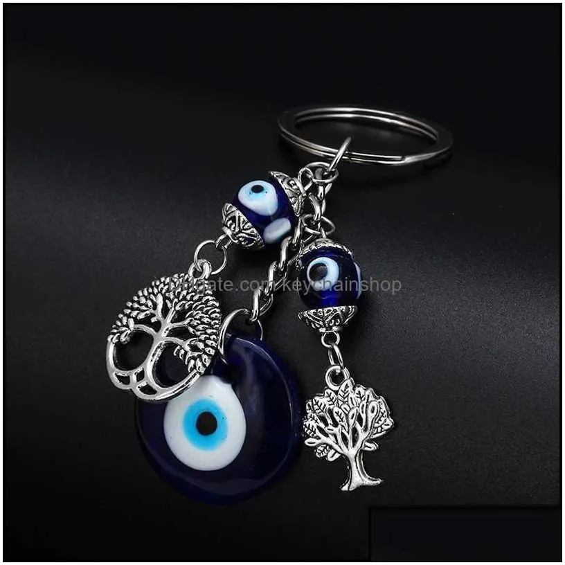 keychains fashion accessories 2021 turkish evil eye lucky blue fatima hand charm trinket key chain vintage keyring for men women car