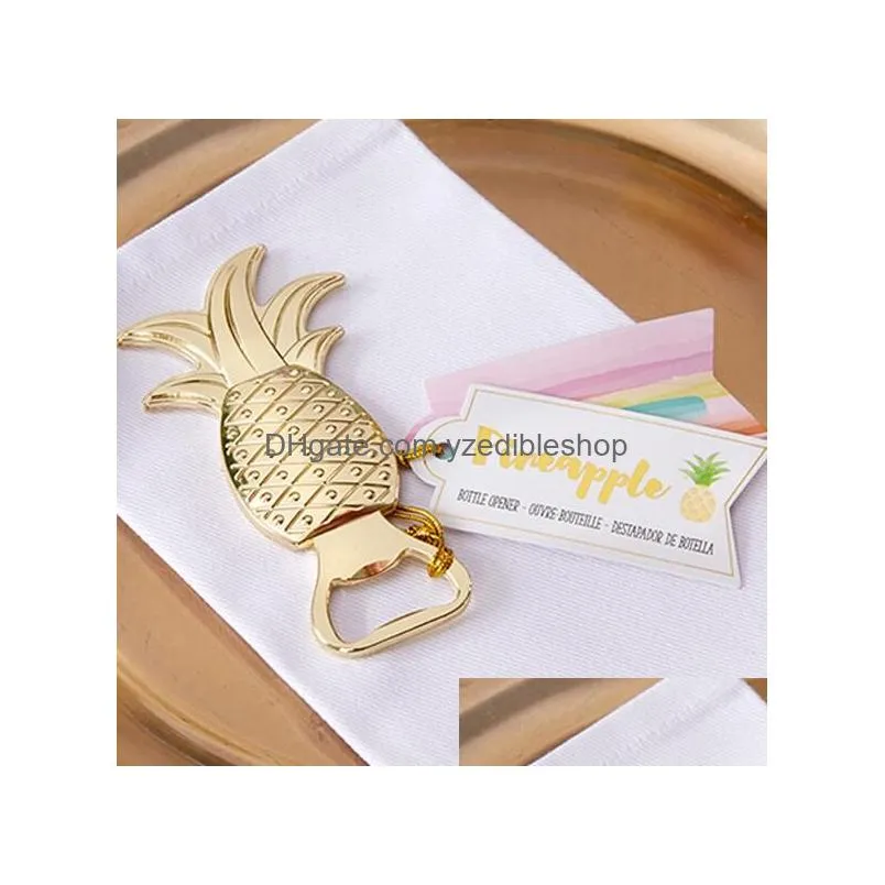 100pcslot arrival wedding bridal favor gifts gold pineapple bottle opener party favors gift 3043838