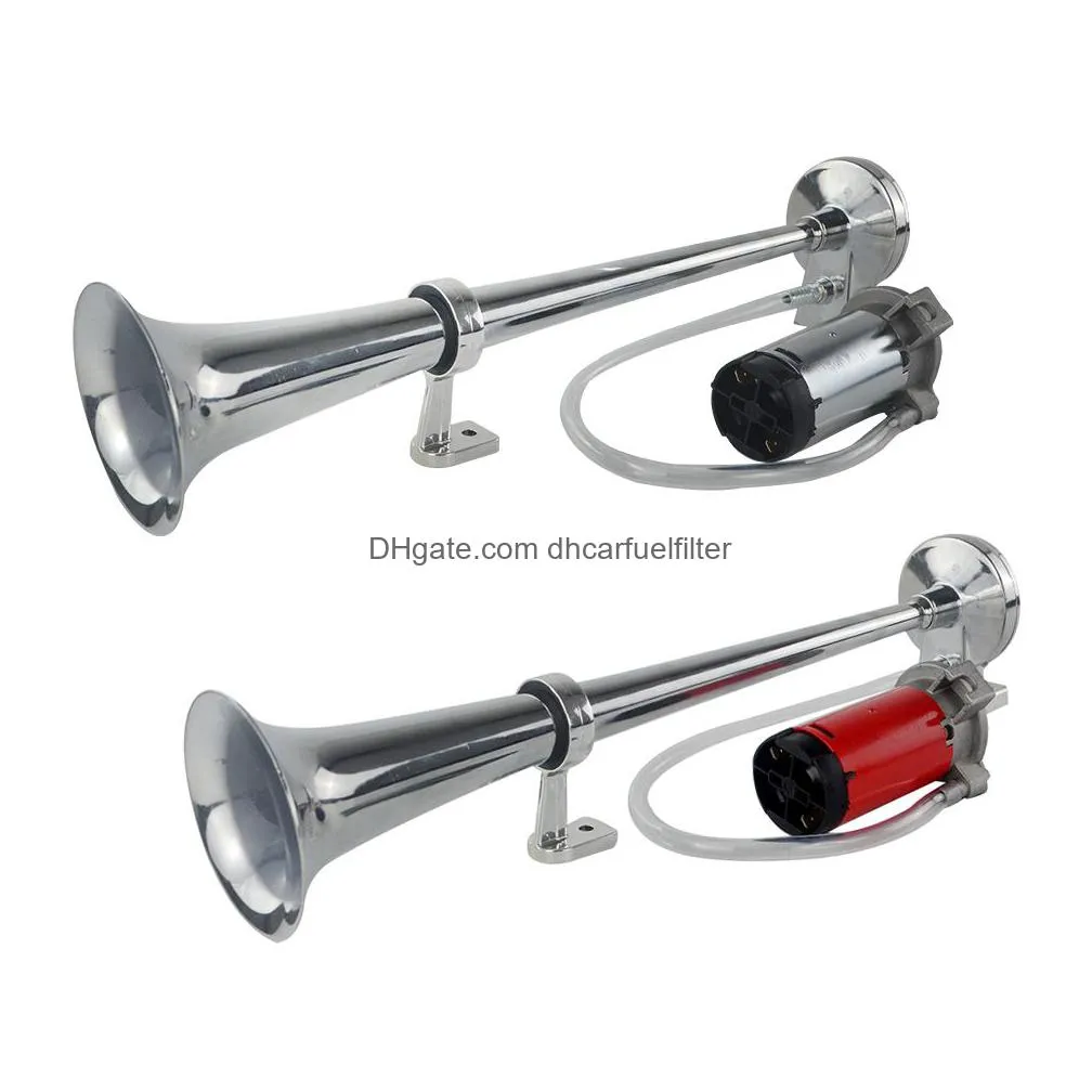 universal 17 inch 150db loud car air horn 12v 180 hertz single trumpet compressor bocina for trucks cars automobiles pqy-lb10