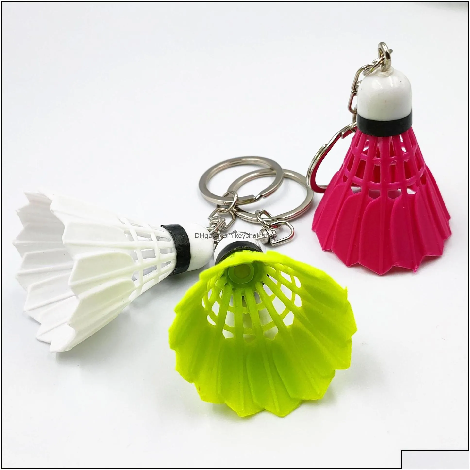 keychains fashion accessories 6 colors creative mnini pvc badminton pendant sports small key chain bag charm car keyrings gi dhxb4