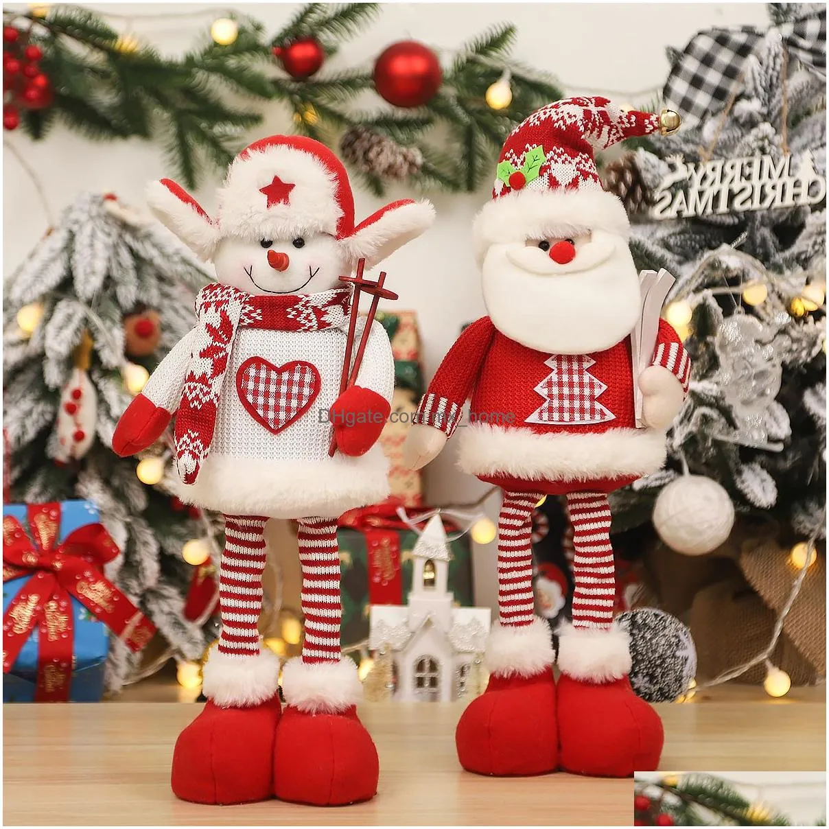 christmas decorations cartoon knitting telescopic doll decorations elderly standing posture dolls window decorations props