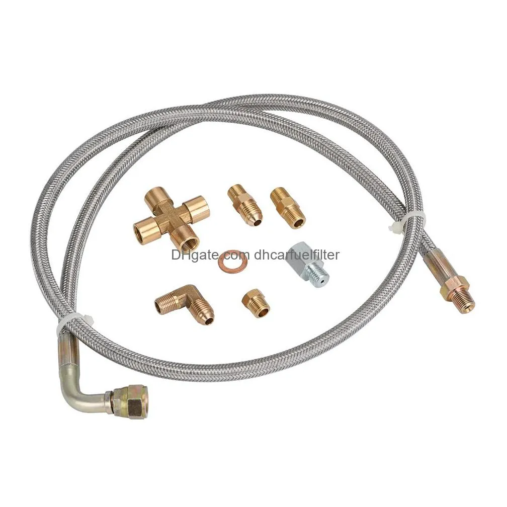 turbocharger oil feed line kit 1/8npt 4an 38 for t3 t4 t04e t60 t61 t60-1 braided stainless steel pqy-tol33