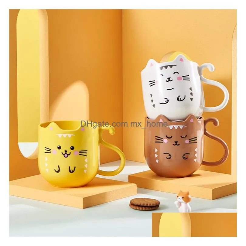 cute cat mouthwash cup toothbrush cup cartoon thickened washing cup family travel