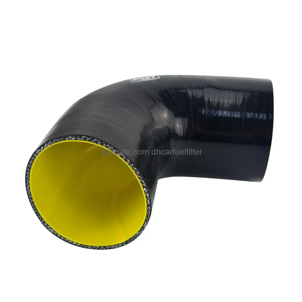 3 76mm 90 degree elbow silicone hose pipe turbo intake blue yellow / black yellow pqy-sh9030-qy
