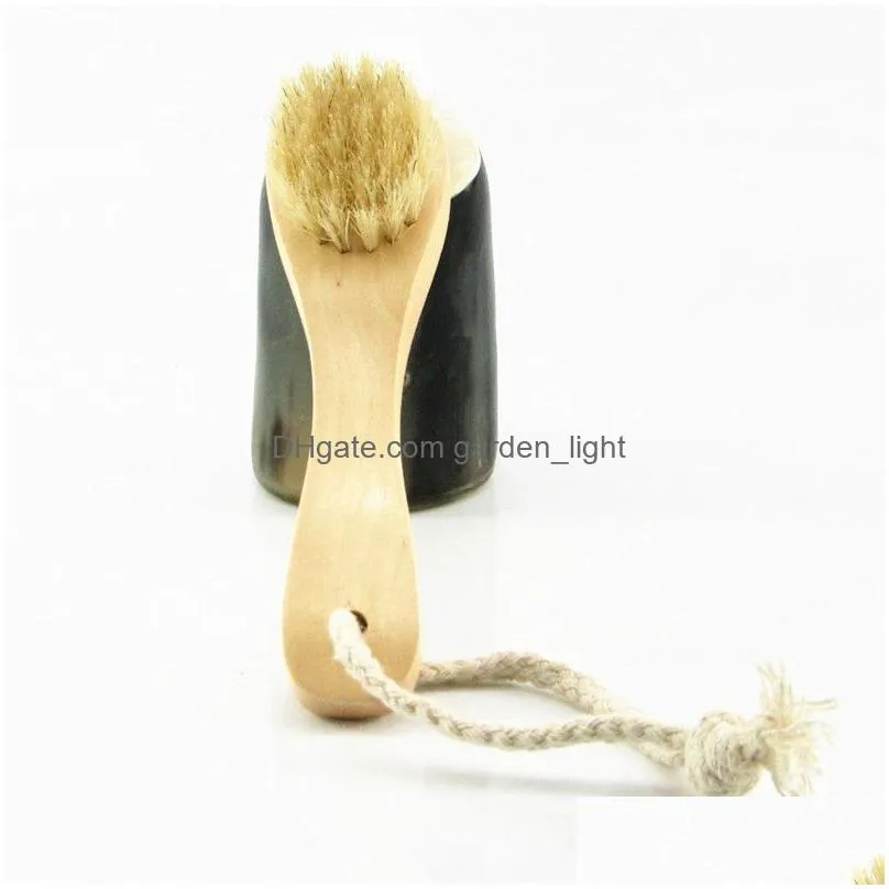 facial exfoliation brush natural bristle cleaning wooden handle dry brush matte brush