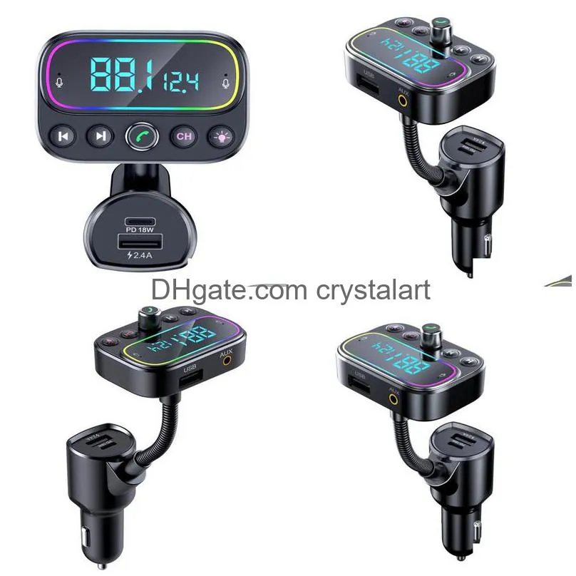 T67 Cross-Border Fm Transmitter Bluetooth Hands- Aux/U Disk Music Player Pd Fast Charging Car Mp3