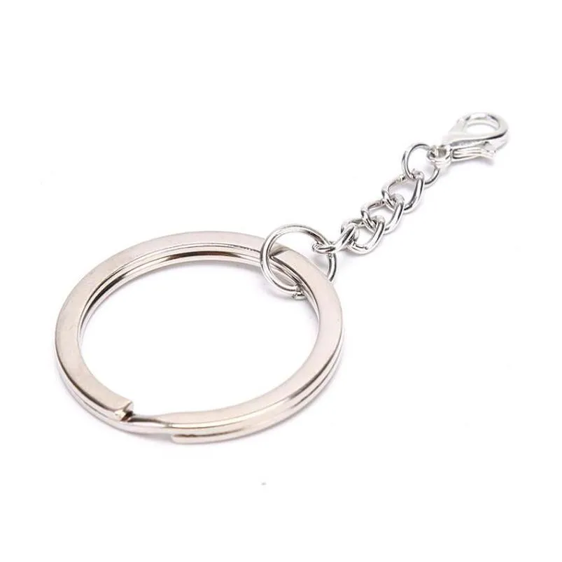 Key Rings 200Pcs 28Mm Keychain Rings Chain Kit Lobster Clasp For Pendants Ring Jewelry Making Jewelry Dhucl