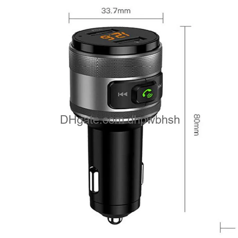 jajabor bluetooth 5.0 car kit hands fm transmitter music mp3 player dual usb qc3.0 quick charge support u disk playback c57