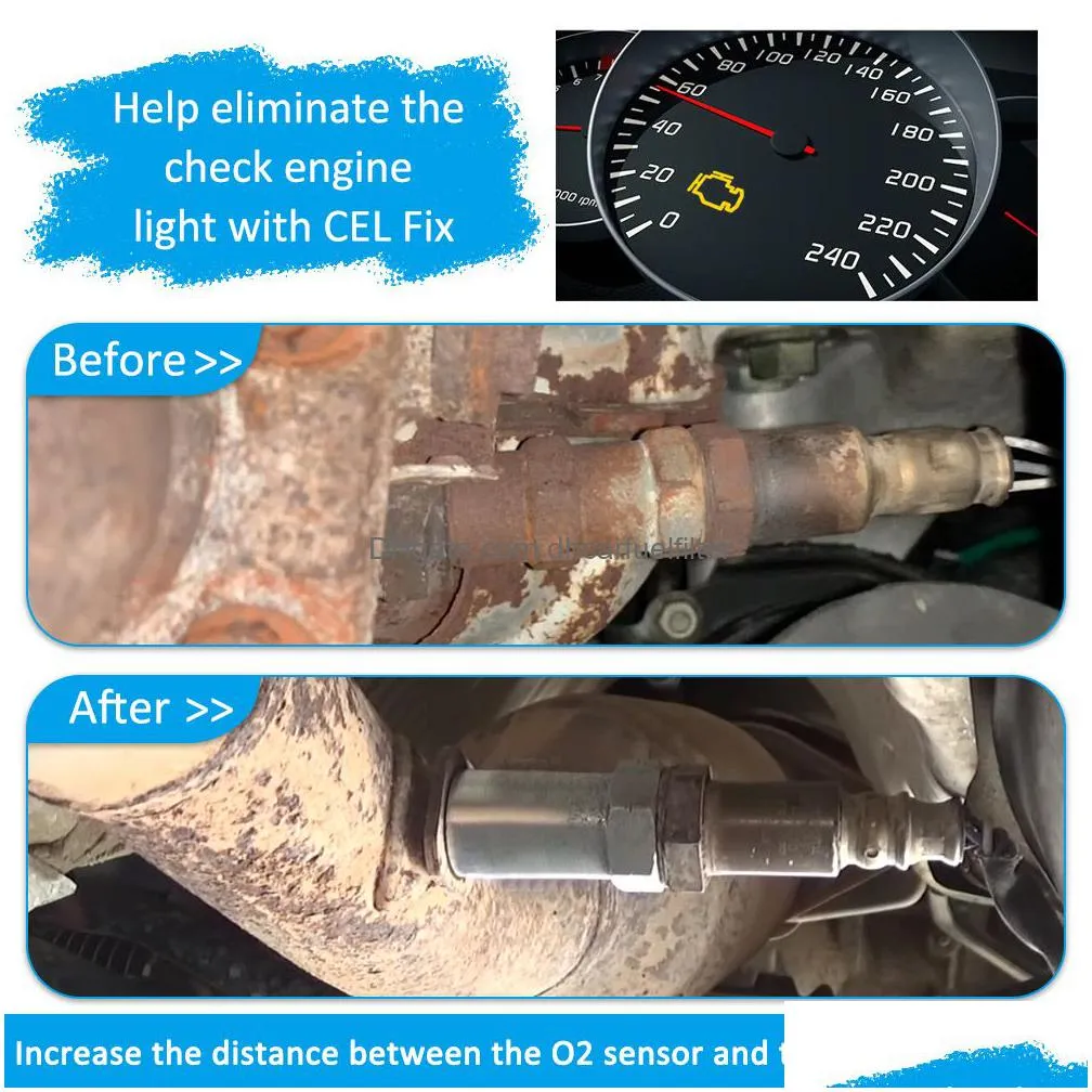 m18x1.5 o2 oxygen sensor extender spacer joints converter for off road car cel ses dtc fix check engine light eliminator adapter
