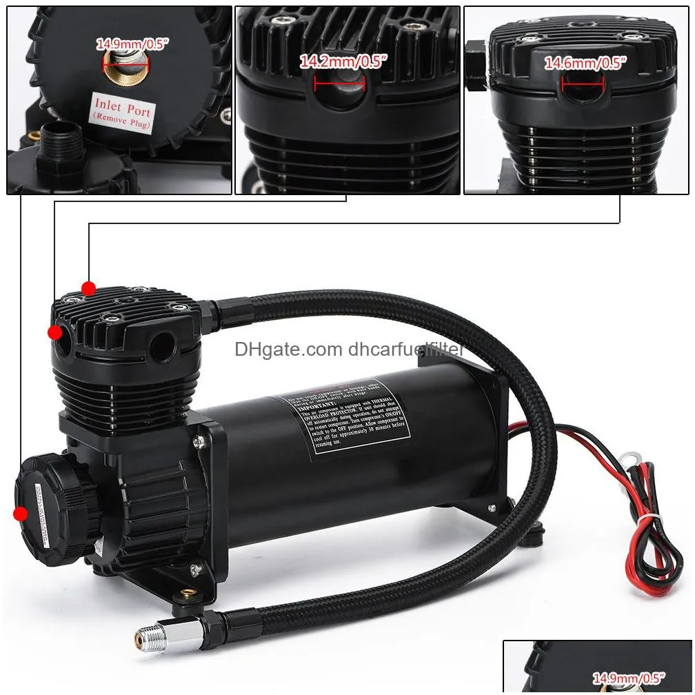 universal dc 12v 480c maxpower 200 psi outlet 3/8 or 1/4 car air suspension compressor/ pump pqy-vac01