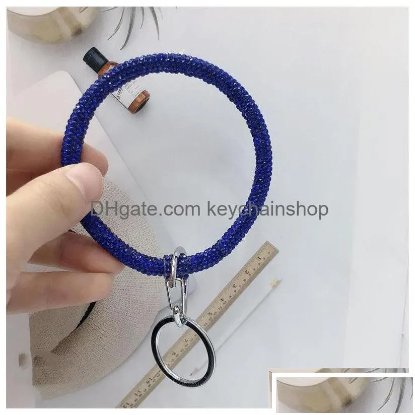 key rings bliing bling diamond bracelet keychain party gift bangle ring rhinestone wristlet girl wrist strap drop delivery je dhopm