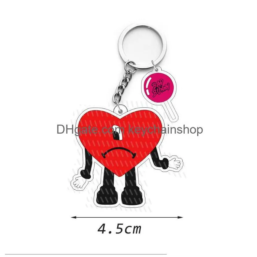 keychains lanyards bad bunny rabbit acrylic key chain cute trend love pendant accessories drop delivery 2022 186up