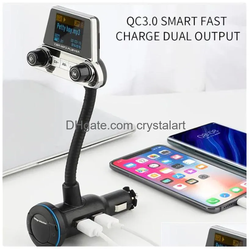 Jinserta Eq Mode Bluetooth 5.0 Fm Transmitter Hands Modator Qc3.0Addpd  Mp3 Player Power On-Off Aux Input /Output