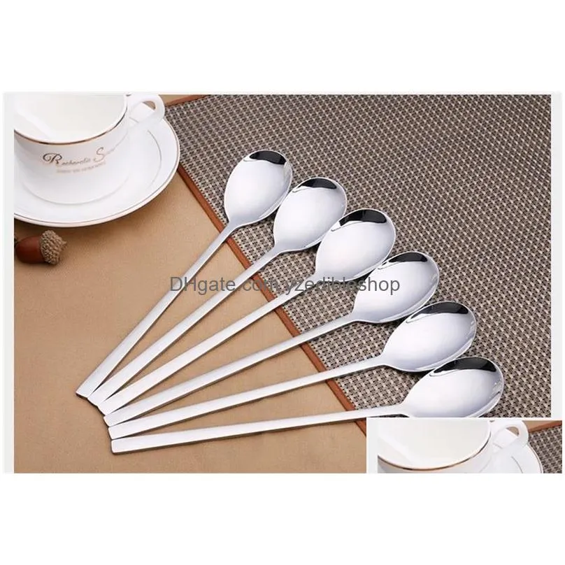 eco-friendly 6pcs stainless steel dinner spoons long handled spoon coffee milk spoons korean round soup dessert spoons3235937