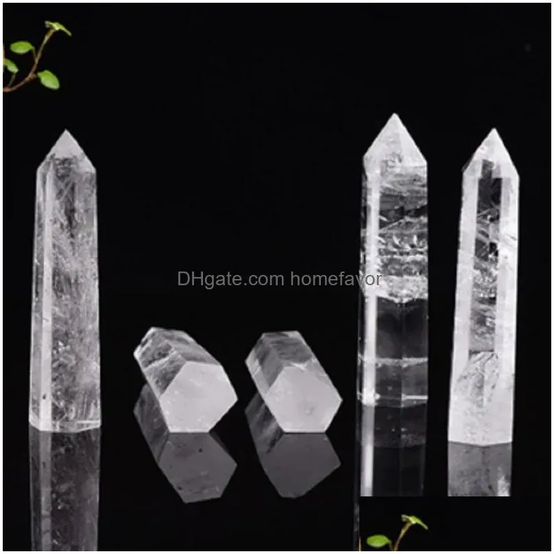 raw white crystal tower arts ornament mineral healing wands reiki natural six-sided energy stone ability