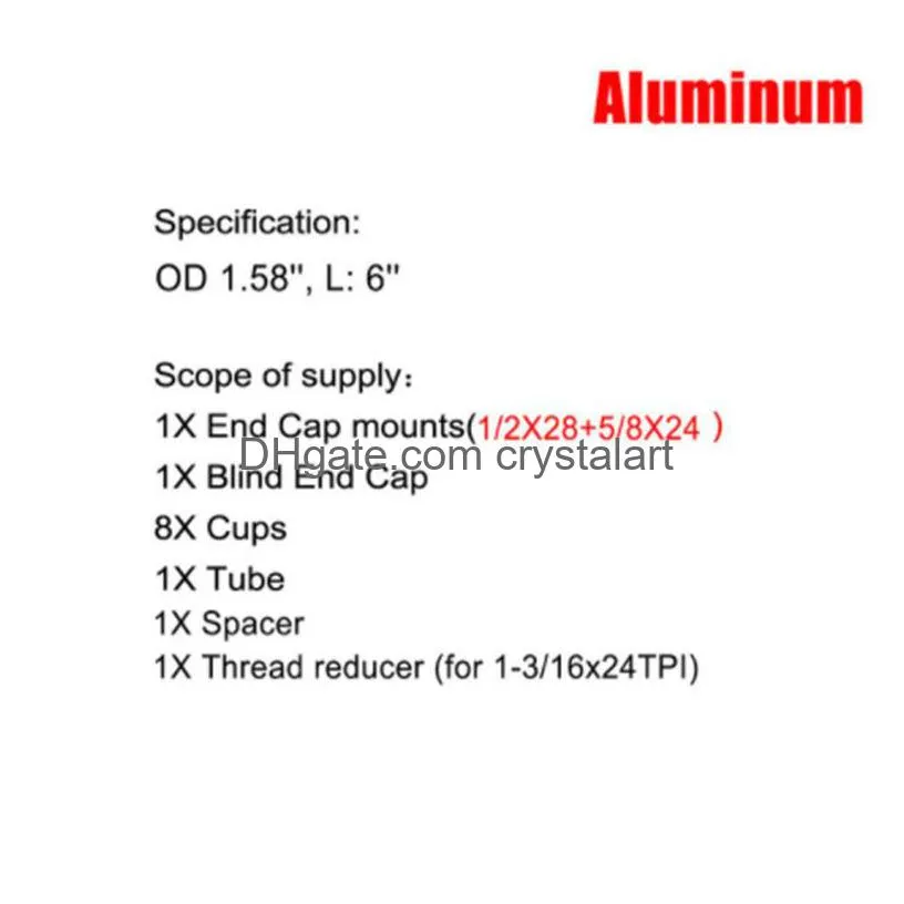 6L 1.58Od Aluminium Tube Gold Dry Storage Cups 1/2X28 5/8X24 1-3/16X24 Reducer Adpter