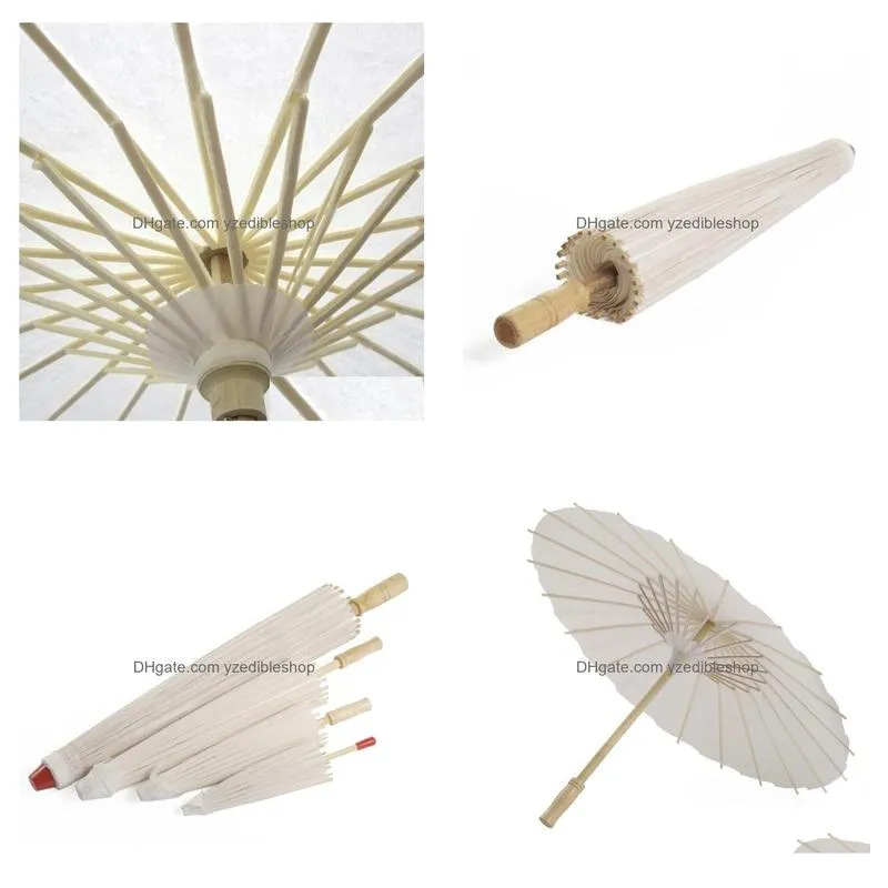 60pcs bridal wedding parasols white paper umbrellas beauty items chinese mini craft umbrella diameter 60cm sn1771707007