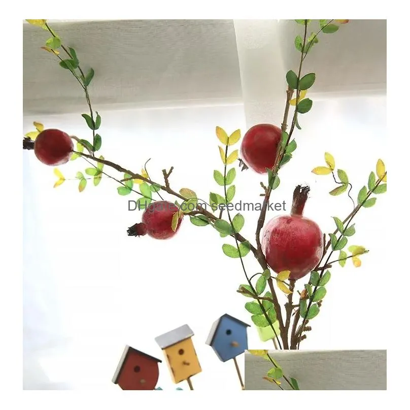 artificial fruit tree branches artificial pomegranate fruit branch berry simulation flower home decoration wedding fake flower