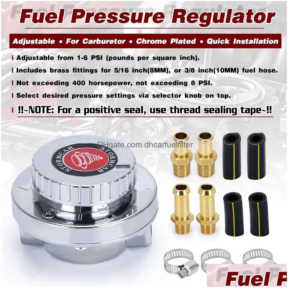 universal 1.5 - 5 psi manual adjustable carburettor carb fuel pump 5/168mm 3/810mm fuel line pressure regulator pqy-7871