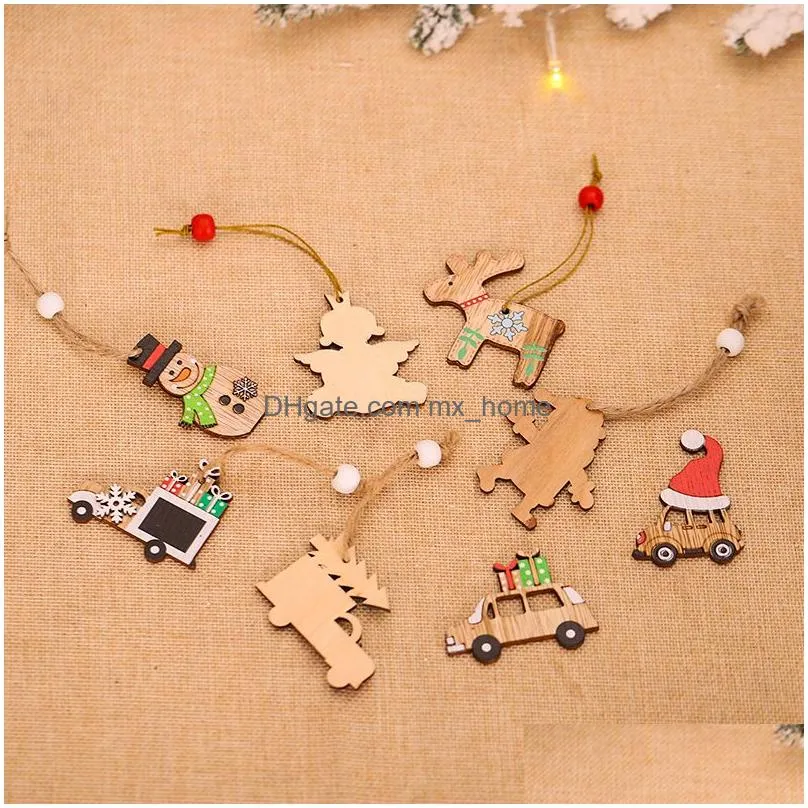 christmas decorative products cartoon wooden small hangers christmas decorations tree hangers gift pack