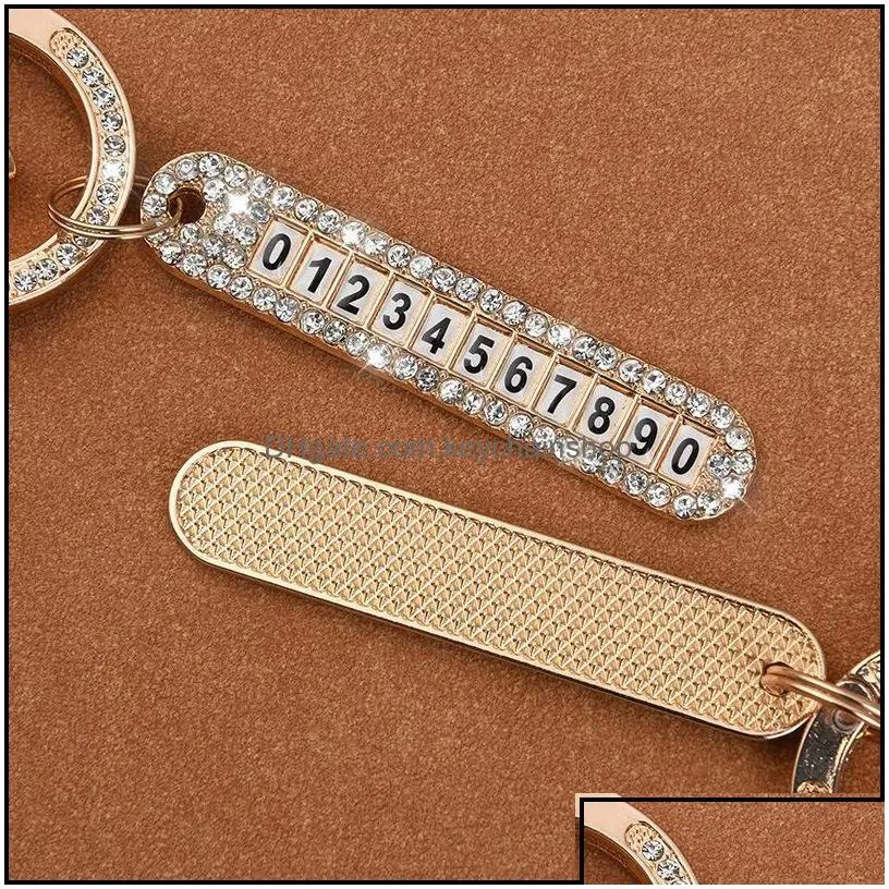 keychains fashion accessories 2022 keychain luxury arrivals car rhinestones anti-lost phone number key pendant drop delivery 2021