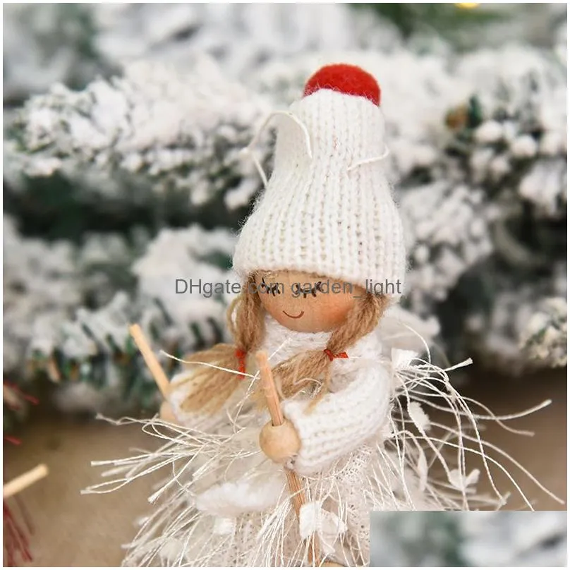  christmas decorations creative cute wood fiber tassel yarn ski doll doll pendant jewelry