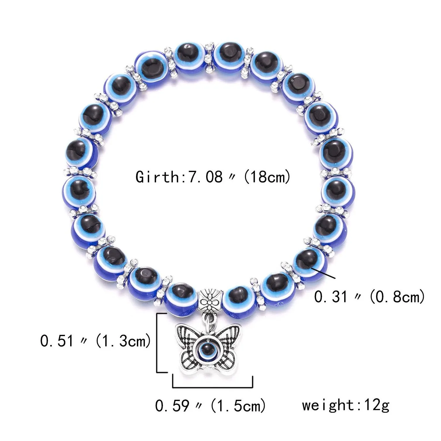 Charm Bracelets 20Pcs/Lot Blue Evil Eye Bracelet Hand Of Fatima Turkey Thousand Eyes Wish Diy Womens Resins Bead Bangle Elastic Bracel Dhnfw