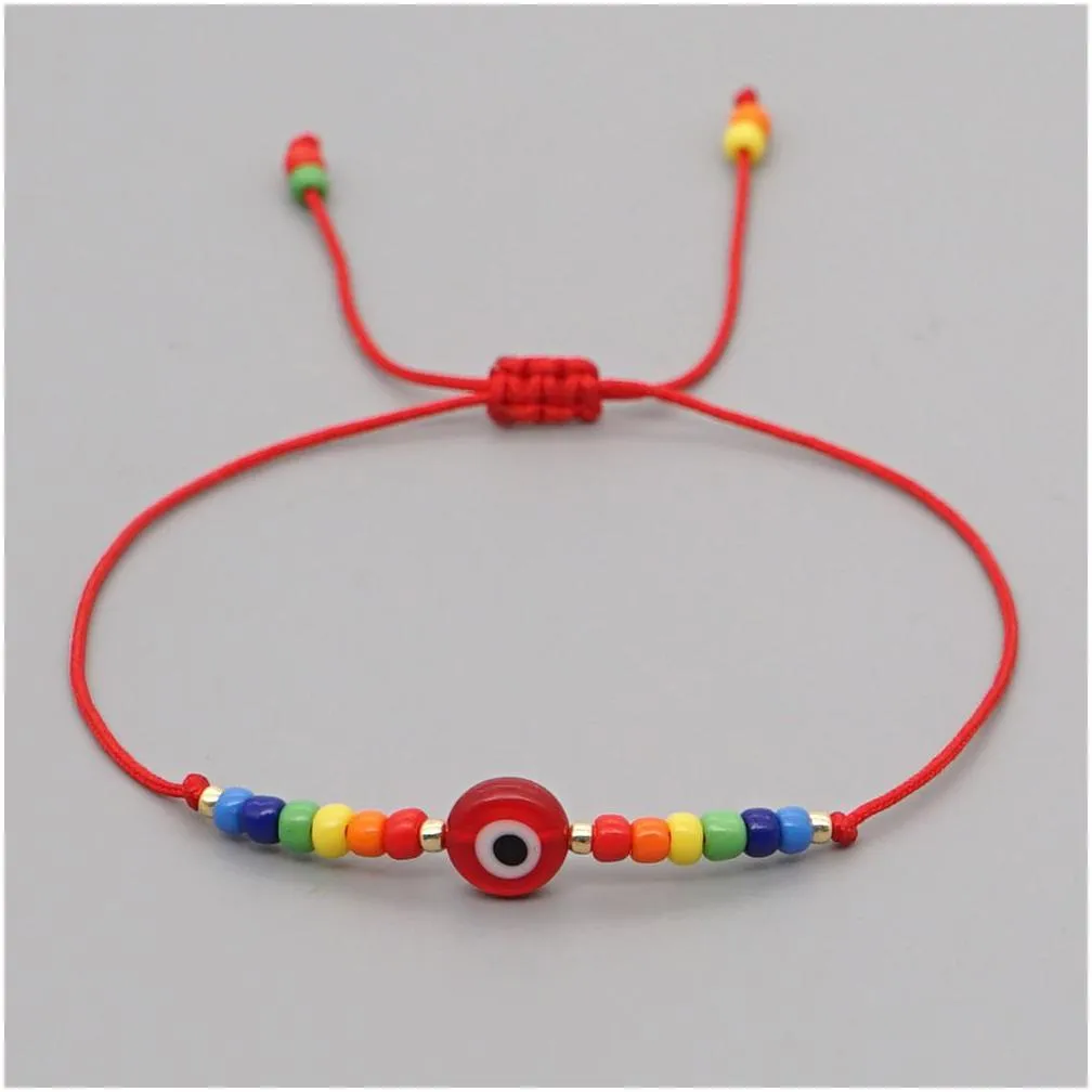 Charm Bracelets 20Pcs/Lot Bracelets Jewelry Turkish Evil Eye Beads Bracelet Women Red Cotton Mujer Moda Handmade Trendy Rope Pseras Je Dh9Tv