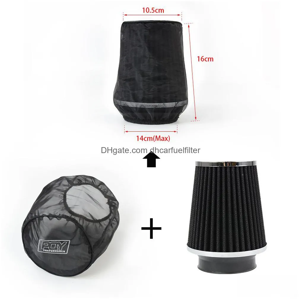 universal air filter protective cover waterproof oilproof dustproof for cylindrical high flow air intake filters black pqy-aib01