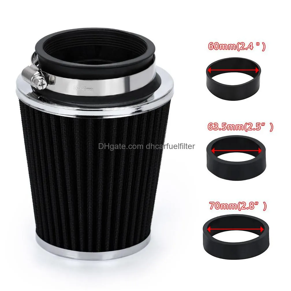 universal car high flow cold air inlet air intake system mushroom head air filter neck 76mm / 70mm / 63.5mm / 60mm pqy-ait24