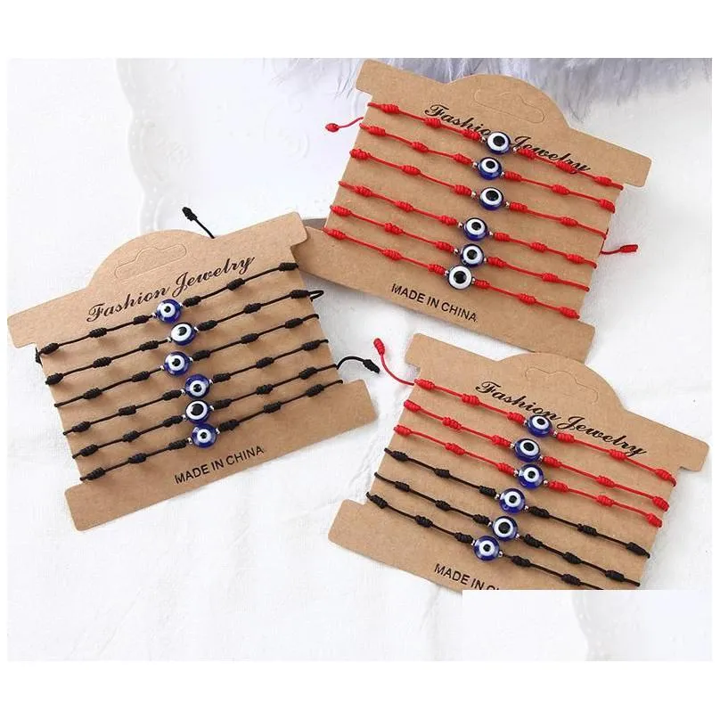 Charm Bracelets 12Pcs/Set Turkey Blue Evil Eye Bracelet Women Diy Red Rope Chain Bracelets Girl Birthday Party Jewelry Gift Jewelry Br Dhxsn