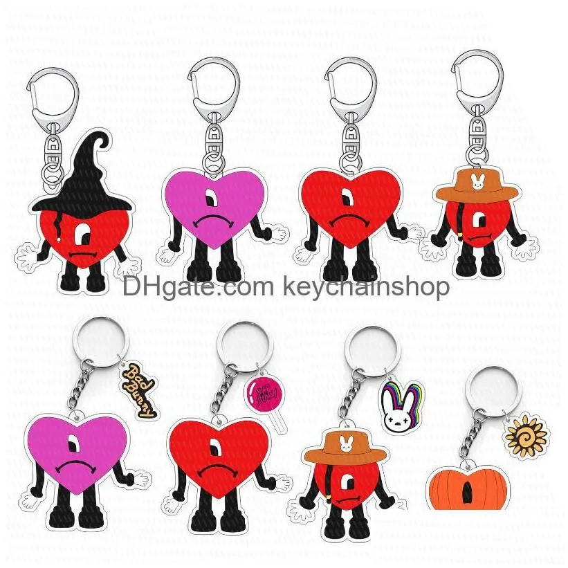 keychains lanyards bad bunny rabbit acrylic key chain cute trend love pendant accessories drop delivery 2022 186up