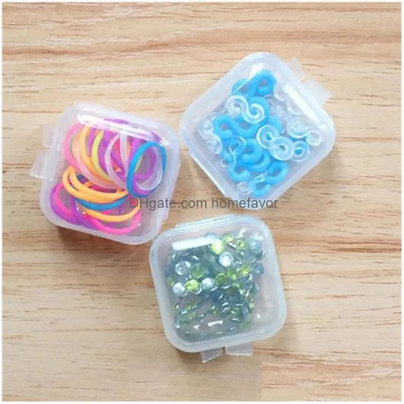 wholesale square empty mini clear plastic storage containers box case with lids small box jewelry earplugs storage box