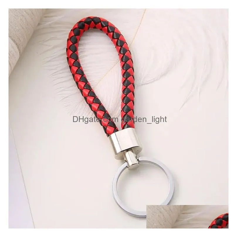 multi color pu leather woven keychain rope loop suitable for diy circular pendant keychain bracket car keychain loose jewelry