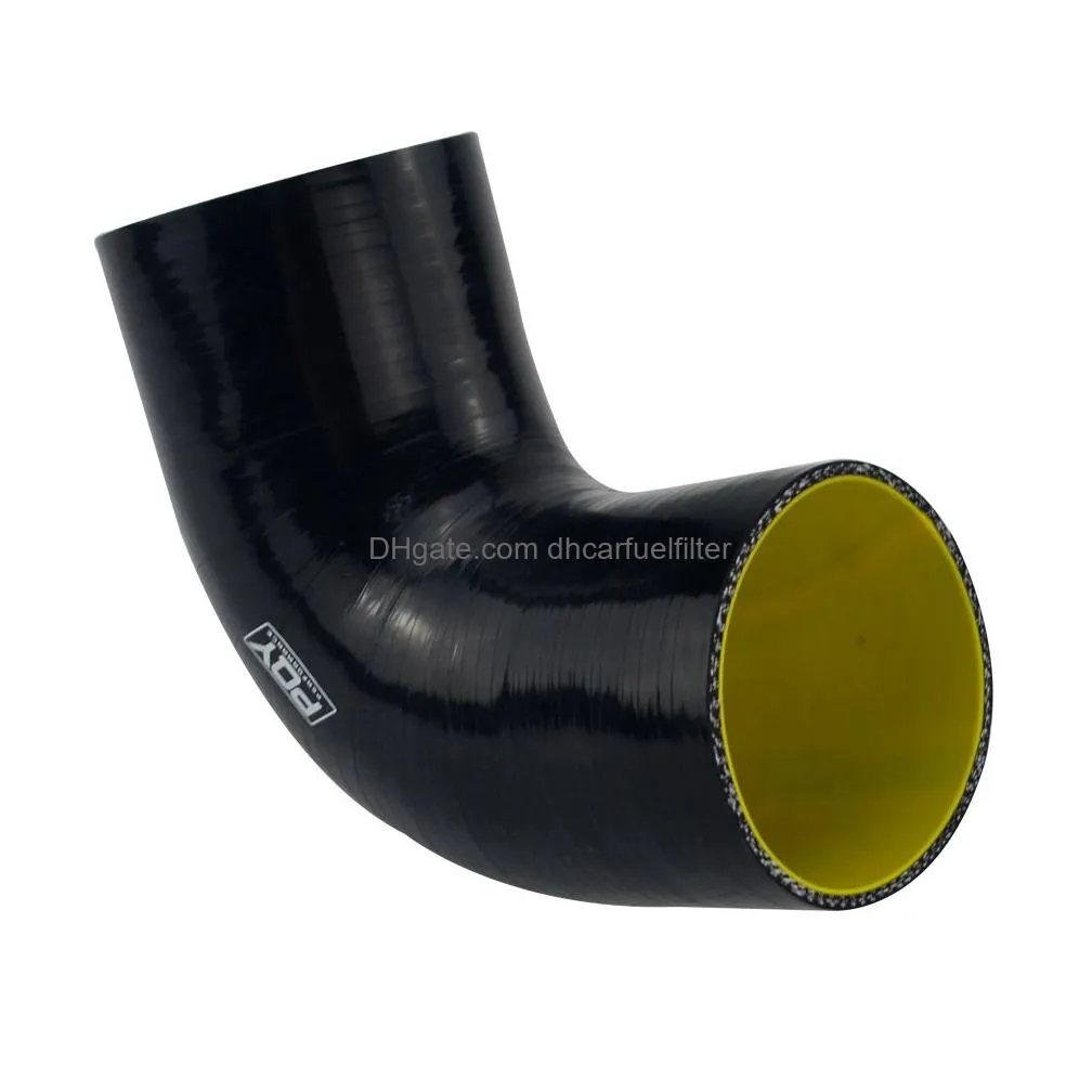 3 76mm 90 degree elbow silicone hose pipe turbo intake blue yellow / black yellow pqy-sh9030-qy