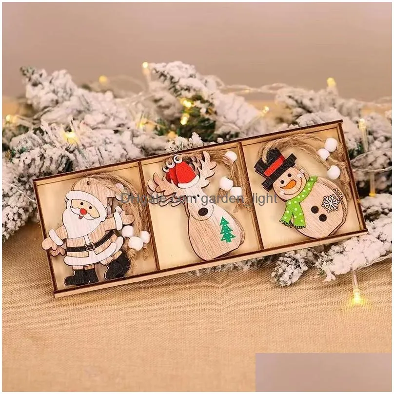  christmas decorative products cartoon santa claus combination pendant wooden car christmas tree decorative accessories