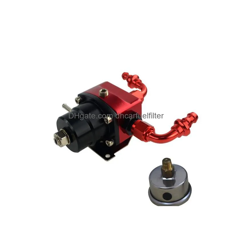 fpr an6 fitting diy black red efi fuel pressure regulator universal with 2pcs push on lock hose end fittings