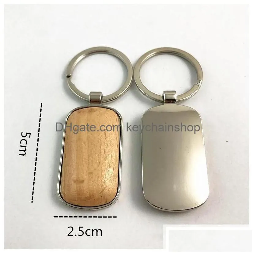 key rings metal wood keychains chain ring round heart rec simple diy blank wooden car pendant holder fashion gifts keyrings drop del