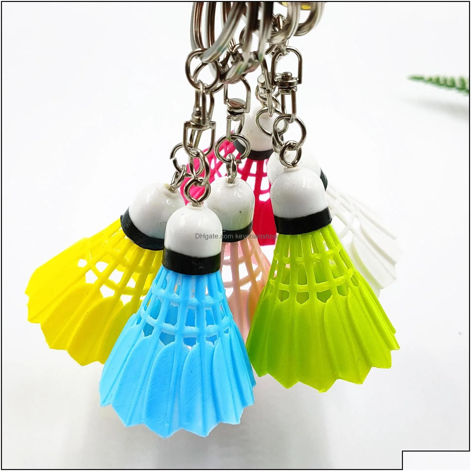 keychains fashion accessories 6 colors creative mnini pvc badminton pendant sports small key chain bag charm car keyrings gi dhxb4
