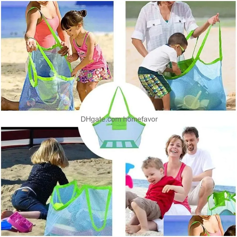 wholesale large size children sand away protable mesh bag kids beach toys clothes towel bag baby toy storage sundries bags women cosmetic makeup