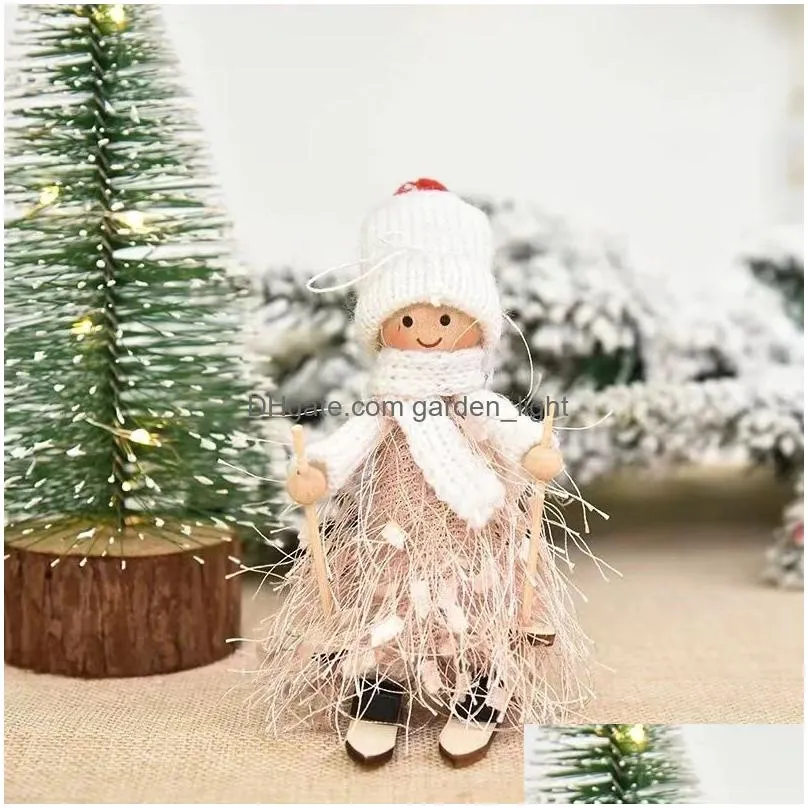  christmas decorations creative cute wood fiber tassel yarn ski doll doll pendant jewelry